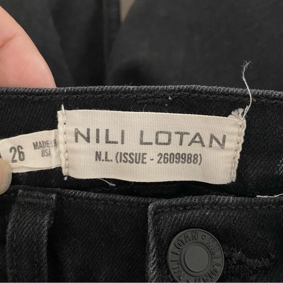 COPY - Nili Lotan Womens High Rise Skinny Jeans Jet Black Reverse Step Hem Fray - Picture 5 of 15